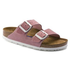 Birkenstock Arizona Suede Rose/White Soft Footbed